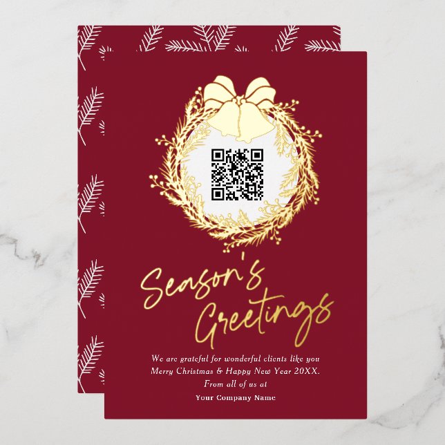 QR code corporate business seasons greeting Foil H (Front/Back)