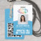 QR Code Corporate Logo Employee Photo Light Blue