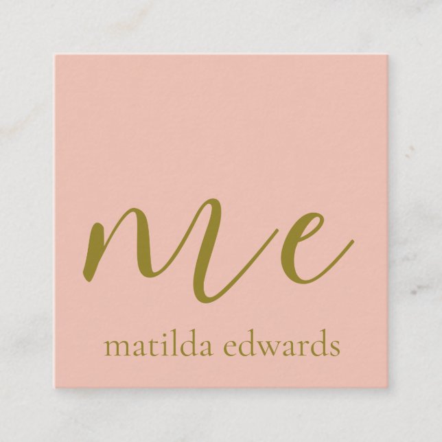 QR Code Cosmetics Elegant Modern Unique Pink Square Business Card (Front)