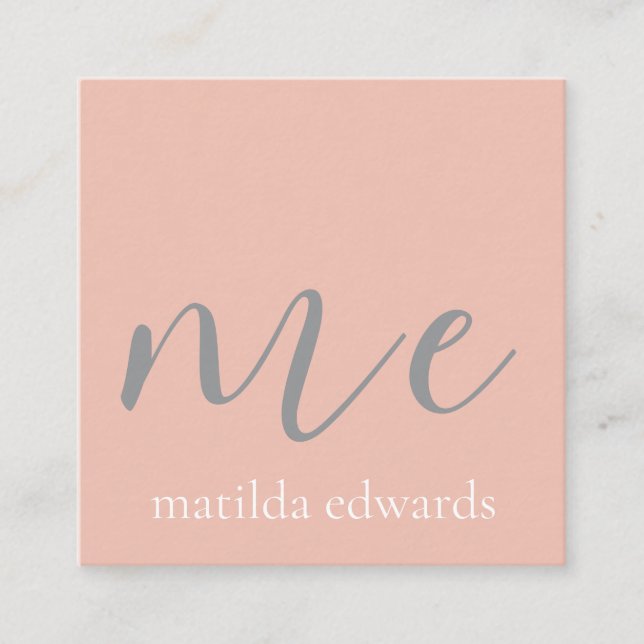QR Code Cosmetics Modern Unique Pink Square Business Card (Front)
