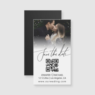 qr code couple photo save the date minimal magnet