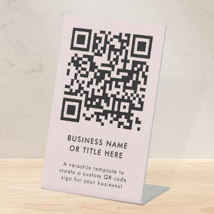 QR Code Create Your Own Modern Blush Pink Pedestal Sign