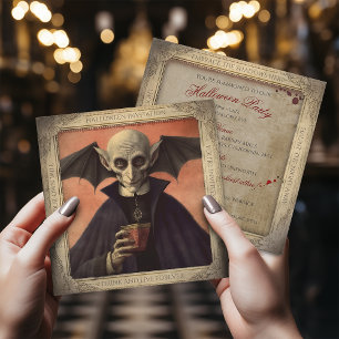 QR Code Creepy Dracula Halloween Invitation