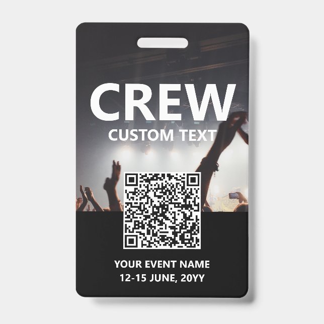 Qr Code Crew Access Pass Custom Event Badge ID Badge (Front)