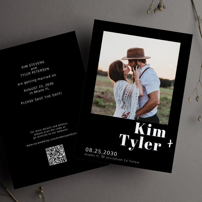 QR CODE custom photo modern typography wedding Save The Date (Creator Uploaded)