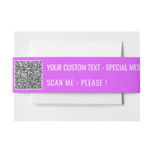 QR Code Custom Text and Colour Belly Band Template Invitation Belly Band