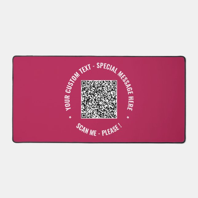 QR Code Custom Text and Colours Desk Mat (Front)