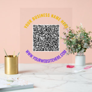 QR Code Custom Text Business Acrylic Sign Template