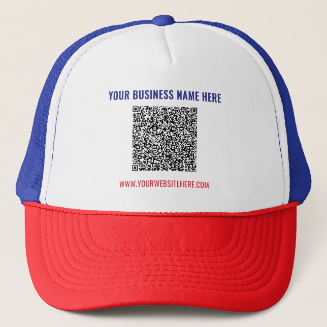 QR Code Custom Text Business Trucker Hat Template (Front)