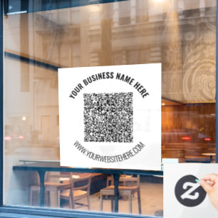 QR Code Custom Text Business Window Cling Template
