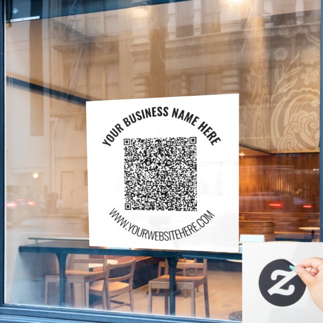 QR Code Custom Text Business Window Cling Template (Cafe Window)