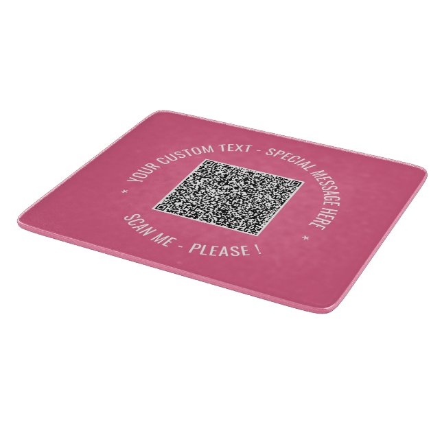 QR Code Custom Text Cutting Board Your Colours (Corner)
