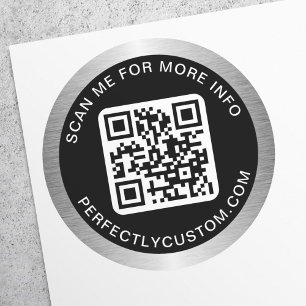 QR code custom text golden gradient border black Classic Round Sticker