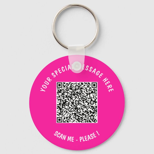QR Code Custom Text Keychain Gift - Choose Colour (Front)