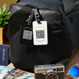 QR Code Custom Text Luggage Tag - Choose Colours