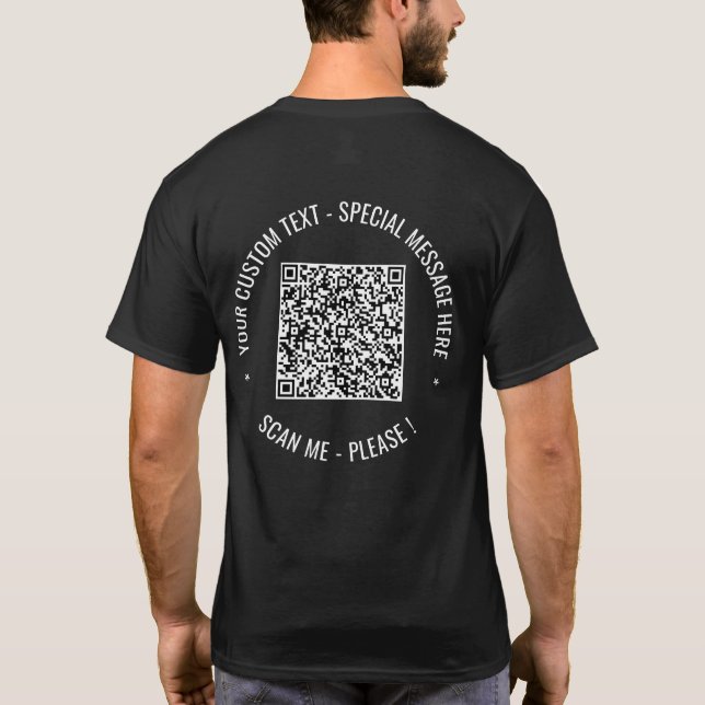 QR Code Custom Text Personalised T-Shirt Template (Back)