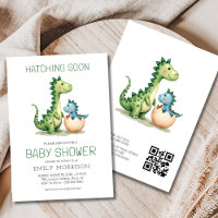 QR Code Cute Dinosaur Hatching Soon Baby Shower