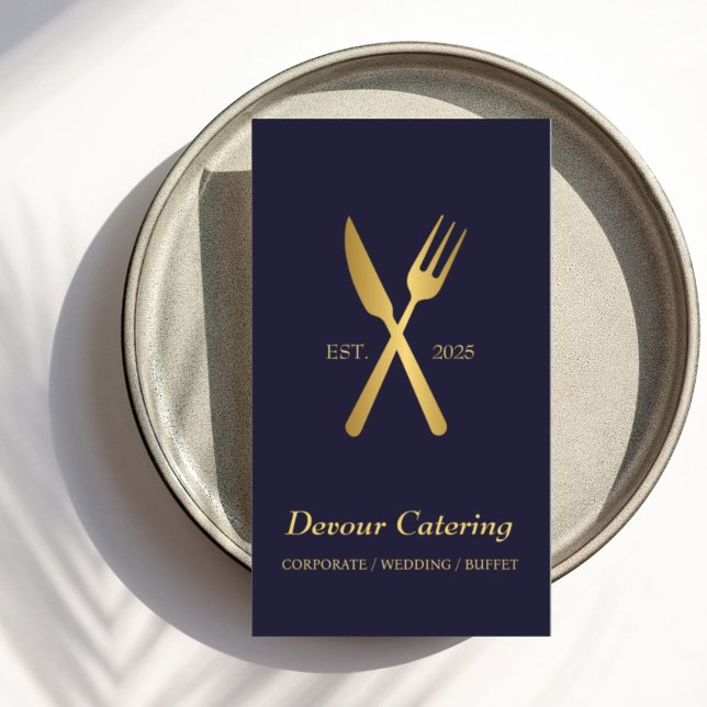 QR Code Cutlery Chef Caterer Catering Services Business Card (Creator Uploaded)