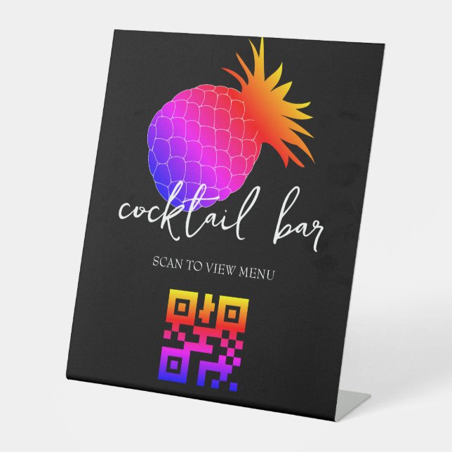 QR Code Digital Menu cocktail bar Pedestal Sign (Front)
