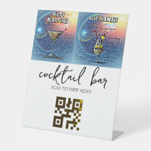QR Code Digital Menu cocktail bar Pedestal Sign