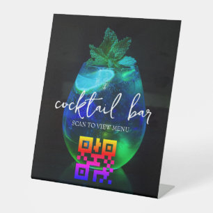 QR Code Digital Menu cocktail bar Pedestal Sign