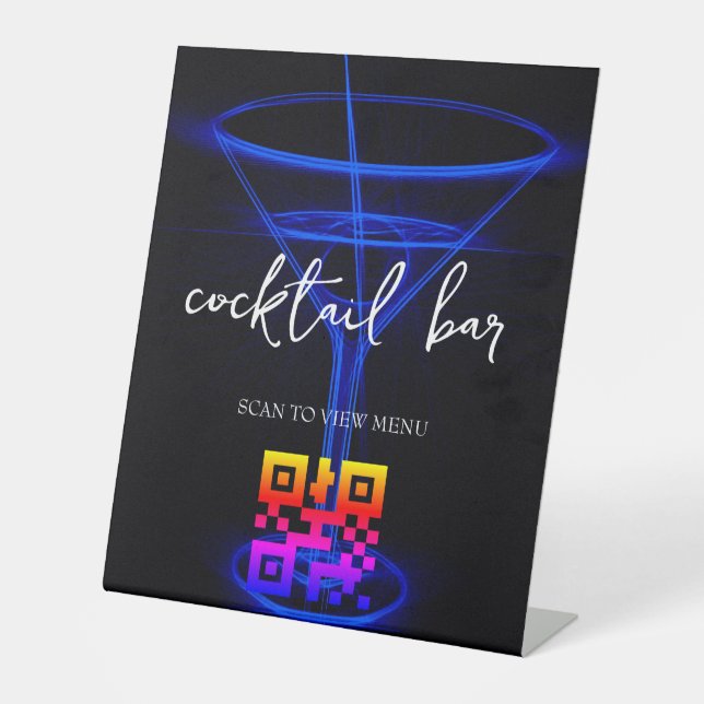 QR Code Digital Menu cocktail bar Pedestal Sign (Front)