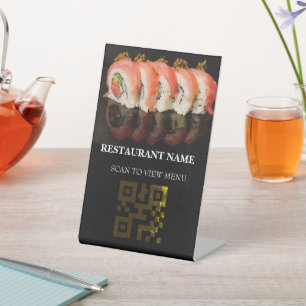 QR Code Digital Menu for Restaurants Pedestal Sign