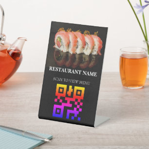 QR Code Digital Menu for Restaurants Pedestal Sign