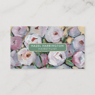QR Code Digital Scannable Abstract Floral   Business Card