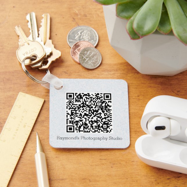 QR Code Double Sided Custom Business Site Code Key Ring (Desk)