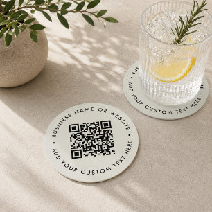 QR Code Drink Coasters   Grey Scannable Business