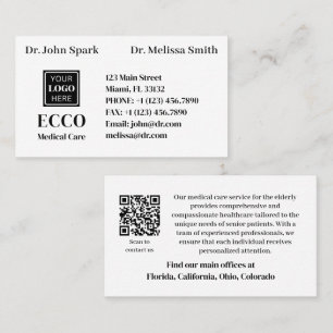 QR code Elderly Medical Care Logo Monogram Business Card