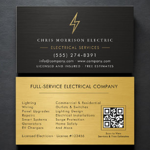 QR Code Electric Company Metallic  Business Card