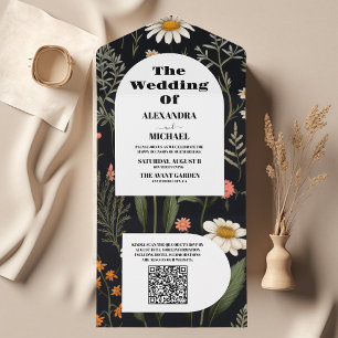 QR Code  Elegant Boho Wildflower Wedding All In One Invitation