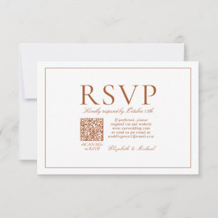 QR Code Elegant Burnt Orange Classic Script RSVP Card