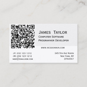 QR Code Elegant Computer Programmer Professional Business Card