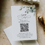 QR Code Elegant Eucalyptus Greenery Wedding RSVP Card<br><div class="desc">Designed to coordinate with our Boho Greenery wedding collection,  this customisable Rsvp card features lush watercolor eucalyptus leaves paired with a romantic calligraphy script graphic text,  paired with a classy serif & modern sans font in black. Matching items available.</div>