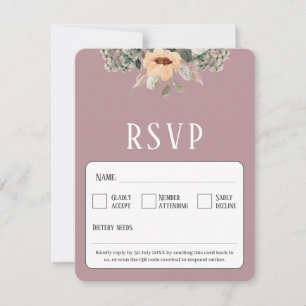 QR Code elegant floral pink RSVP Card