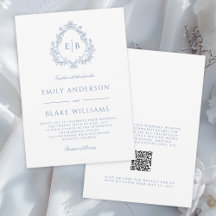 QR Code Elegant Formal Dusty Blue Wedding Crest