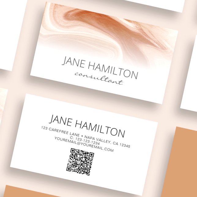 QR Code Elegant Marble Profile Business Card (Creator Uploaded)