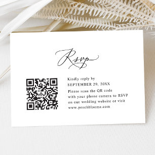 QR Code Elegant Modern Calligraphy Script Wedding RSVP Card