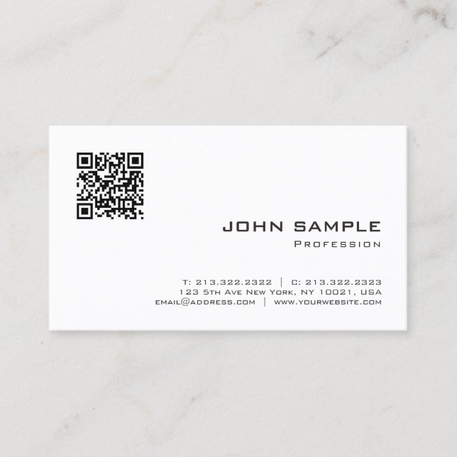 QR Code Elegant Modern Minimalist Template Business Card (Front)