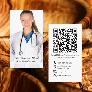 QR code Elegant OBGYN Obstetrician Gynaecologist B Business Card