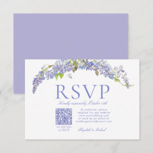 QR Code Elegant Purple Wisteria Script Formal RSVP Card