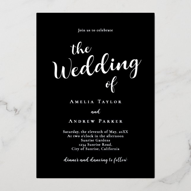 QR Code Elegant Script Calligraphy Simple Wedding (Front)