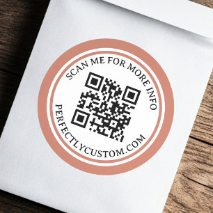 QR code elegant text terracotta brown border Classic Round Sticker