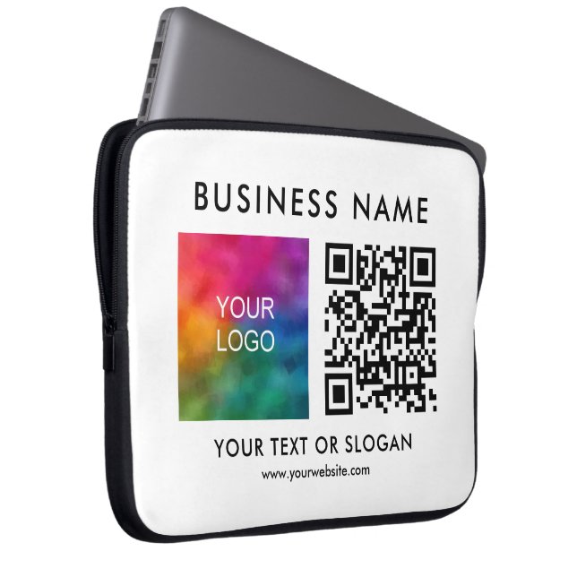 QR Code Elegant Upload Business Logo Here Trendy Laptop Sleeve (Front Right)