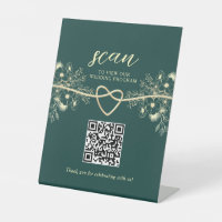 QR Code Emerald Gold Wedding Program
