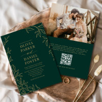QR Code Emerald Green Gold Photo Wedding