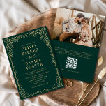 QR Code Emerald Green Photo Minimalist Wedding Invitation<br><div class="desc">Keep your wedding stylish and simple with this minimalist emerald green wedding invitation. Featuring your custom photo and a built-in QR code, this design blends modern convenience with timeless elegance. Guests can scan the QR code to RSVP or access your wedding website, while the clean typography and emerald accents create...</div>